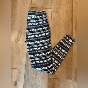 Lands End NWOT Fleece Patterned Leggings Small